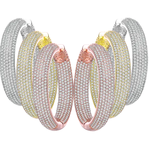 Genevive Large Crystal Studded Pave Hoop Earrings