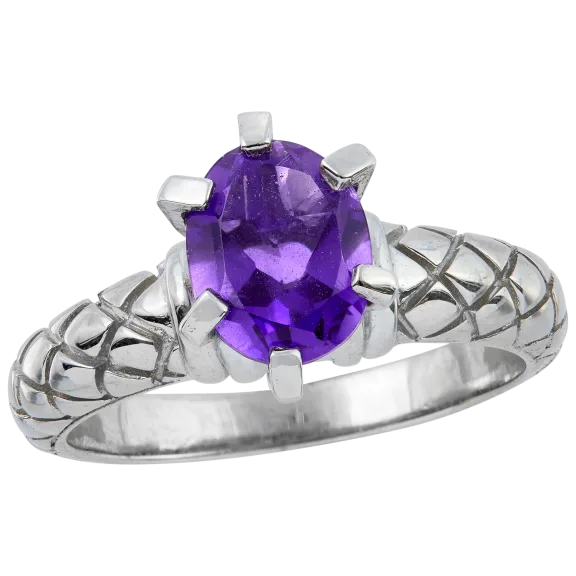 Savvy Cie Genuine 1.75 Carat TW Amethyst Ring