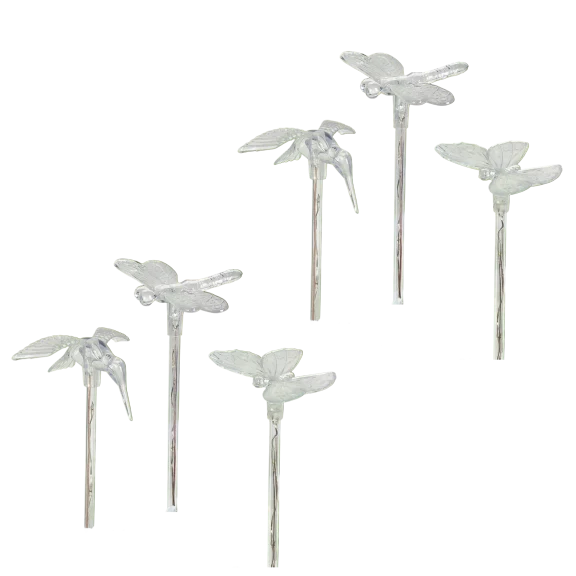 6-Pack: Exhart Solar LED Butterfly, Hummingbird & Dragonfly Stakes