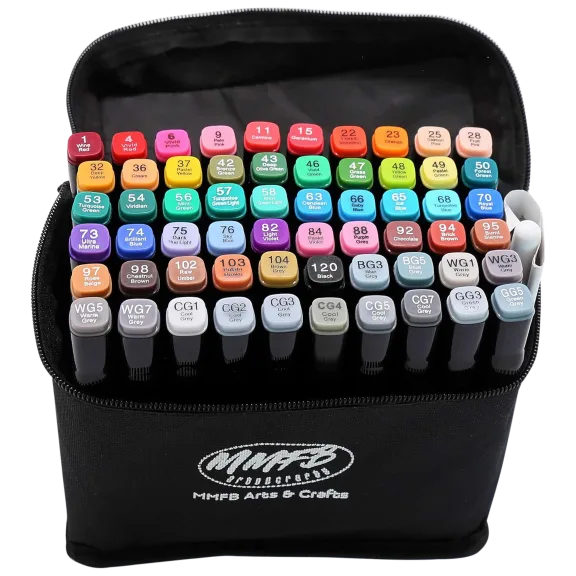 MMFB Arts & Crafts 60-Piece Dual Tips Permanent Alcohol Art Markers