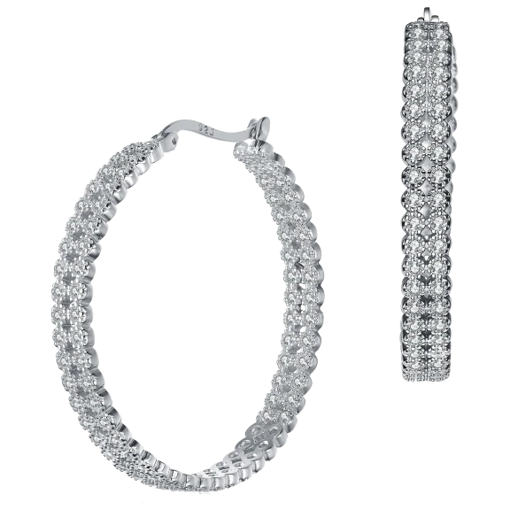 Megan Walford Double Row Sterling Silver Hoop Earrings
