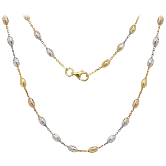 A&M Sterling Silver Tri Color Rice Chain