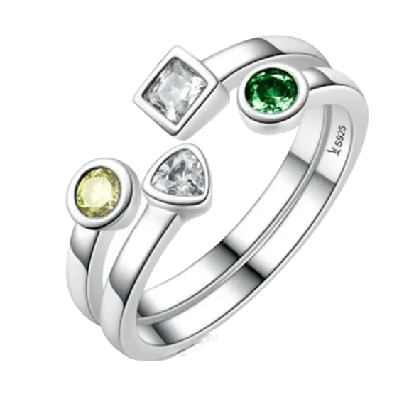 Hollywood Sensation Stackable Rings with Gemstones in 18K White Gold-Plated