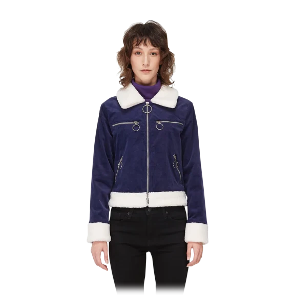 Noize Siena Cord Jacket with Sherpa Trims