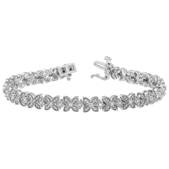 Diamond Muse 1/2 Carat TW Flower Design Genuine Diamond Tennis Bracelet