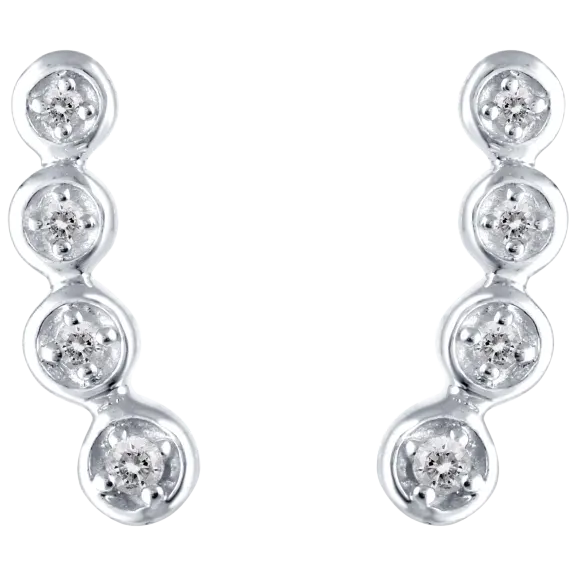 Fifth and Fine 1/10 Carat TW Ear Crawler Diamond Earrings in Sterling Silver