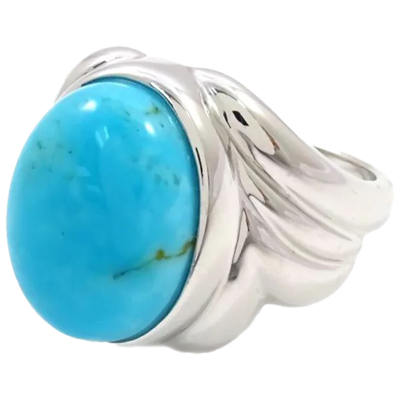 Savvy Cie Sterling Silver Genuine Turquoise 5 Carat Ring