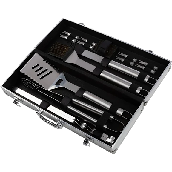 Home Complete 16-Piece BBQ Grill Accessories Set with Aluminum Case