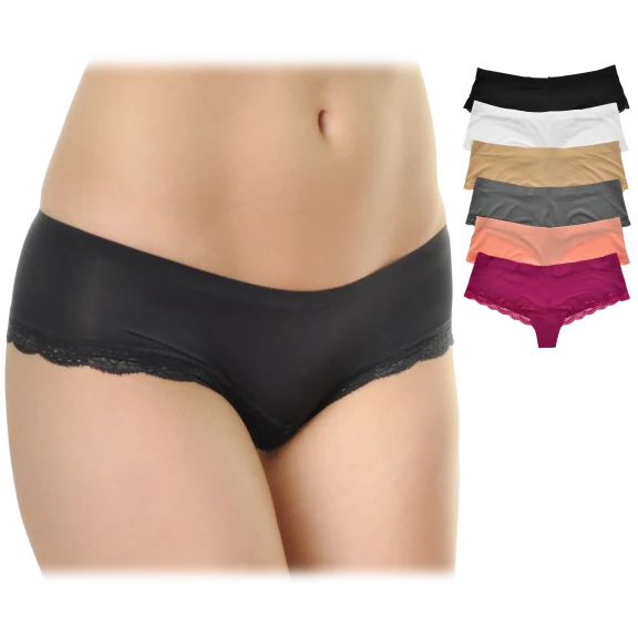 6-Pack: Angelina Laser Cut No-Show Cheeky Bikini Panties