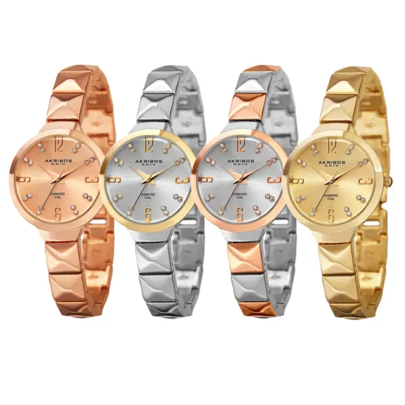 Akribos XXIV Ladies Genuine Diamond Pyramid Watch