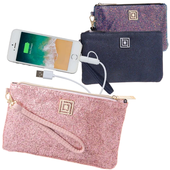 Liz Claiborne Glitter Phone Charging Wristlets with RFID Theft Protection