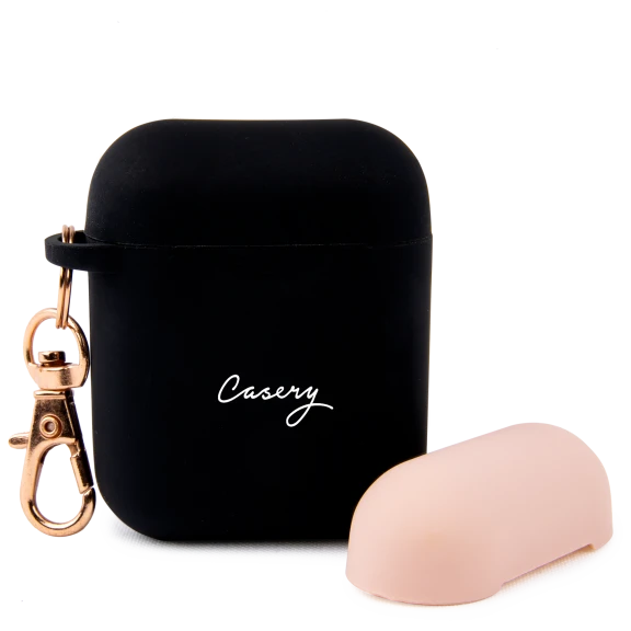 Casery Jet Black + Pale Pink AirPods Case