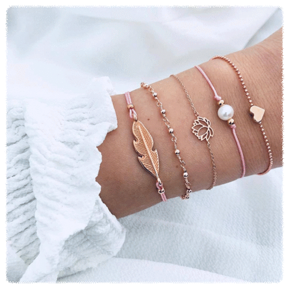 Golden NYC Jewelry 5-Piece Bracelet Set
