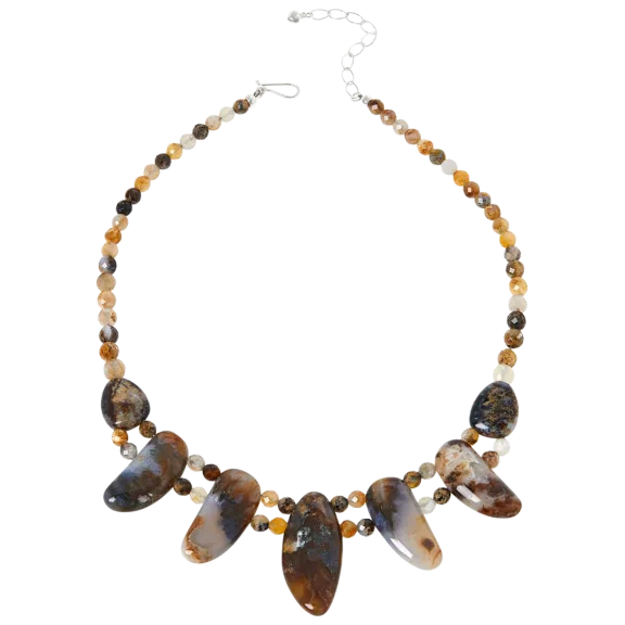 Jay King Sterling Silver Multicolor Graveyard Point Agate Necklace
