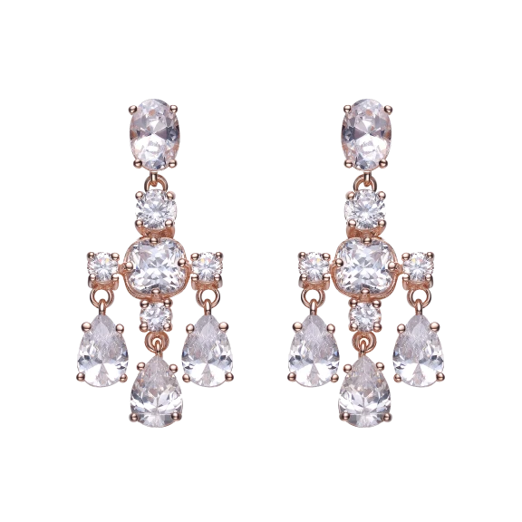 Megan Walford Lab Created Diamond Elegant Chandelier Earrings