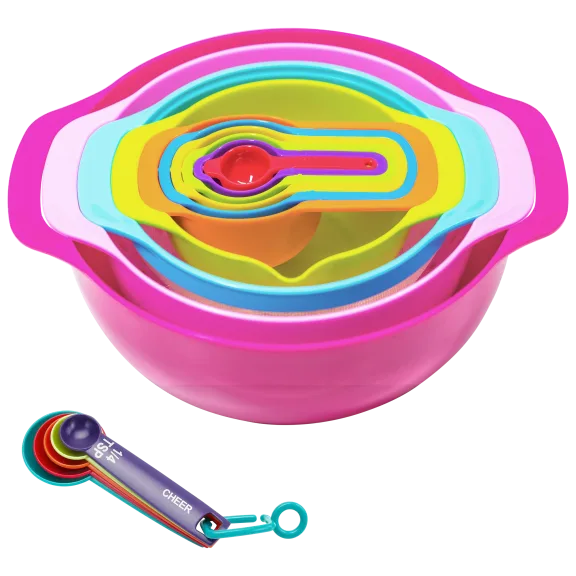 Cheer Collection 15 Piece Nested Bowl and Measuring Utensil Set