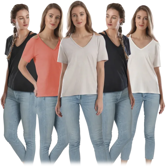 Henry And Paulie V-Neck Sweater with Shoulder Cut Out