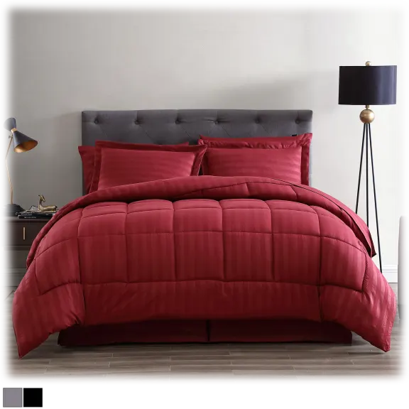 The Nesting Company Maple Dobby Stripe 8 Piece Bed in a Bag Comforter Set