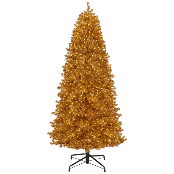The Golden Christmas Tree Lit in Warm White