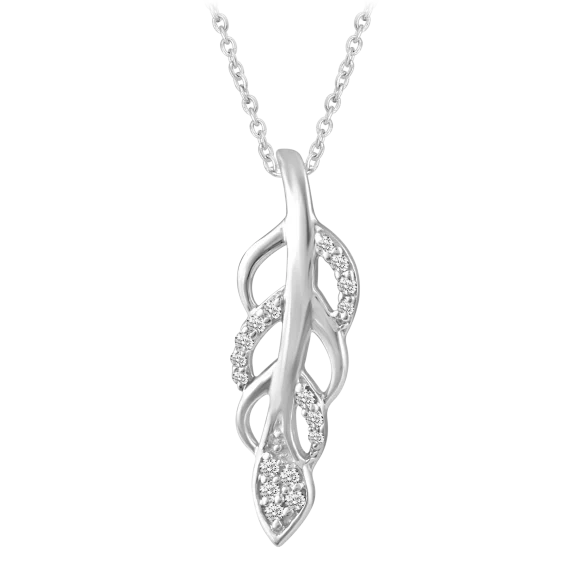 Prime and Pure Lucky Feather Charm Leaf Necklace Pendant in 925 Sterling Silver