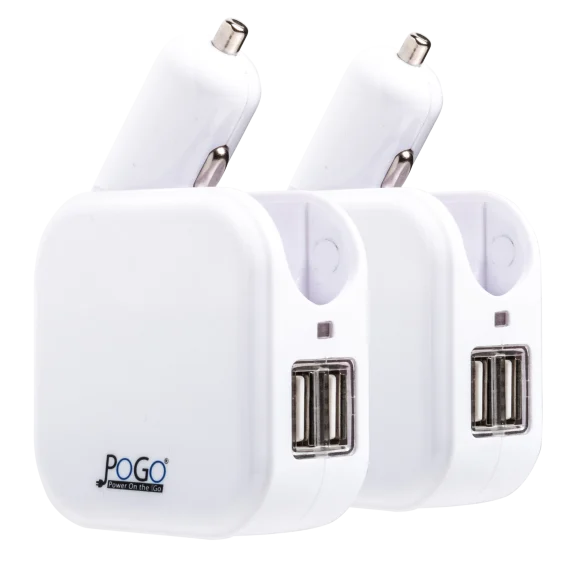 2-Pack: Pogo Power Bin Dual USB Charger for Home & Car