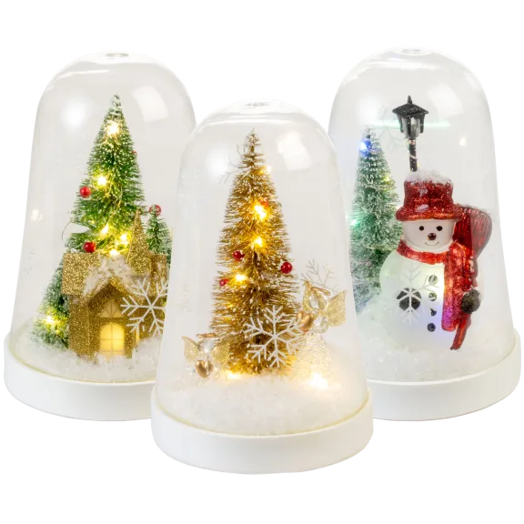 Winter Lane Holiday Tabletop Cloche with Snowflakes and Lighting Accents