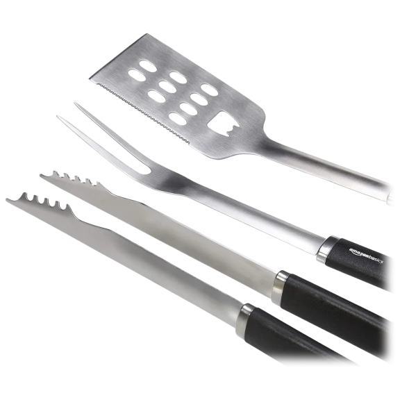 Amazon Basics 3-Piece BBQ Tool Set with Carry Case