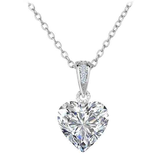 Rhodium Plated Sterling Silver Stunning Heart Necklace