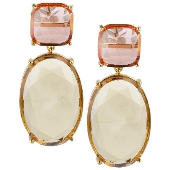 Cushion and Oval Crystal Earrings