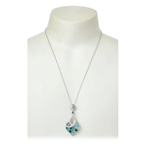 Savvy Cie Sterling Silver Embellished Peacock Pendant Necklace