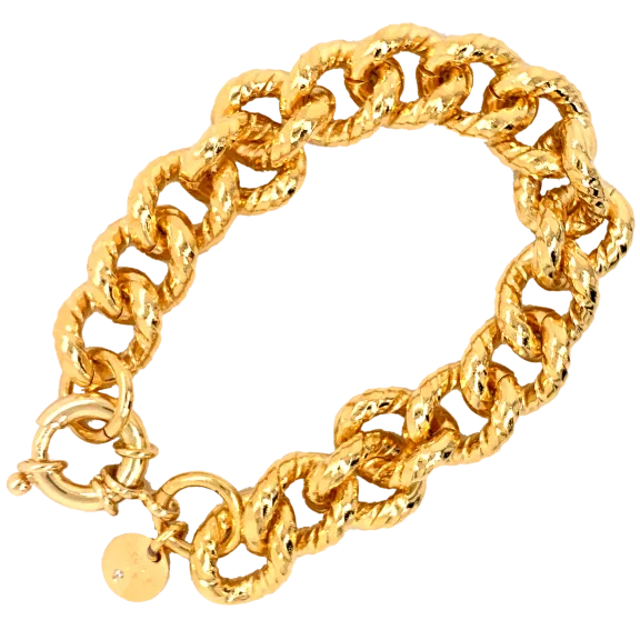 Romanza d'Italia 18KT Yellow Plated Heavy Texture Curb Link Bracelet