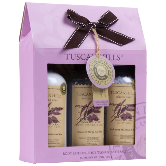 Tuscan Hills 3-Piece French Lavender Luxurious Bath & Shower Body Care Set