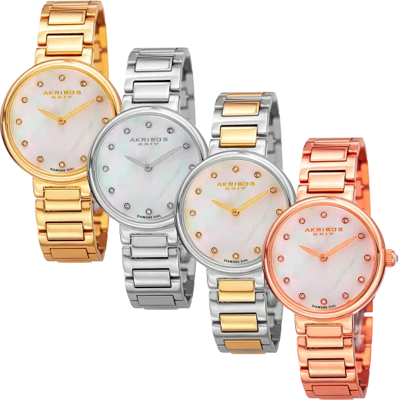 Akribos AK877 Watch with Diamond Markers and Mother of Pearl