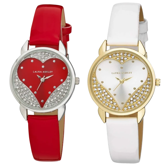Laura Ashley Open Heart Patent Strap Watch