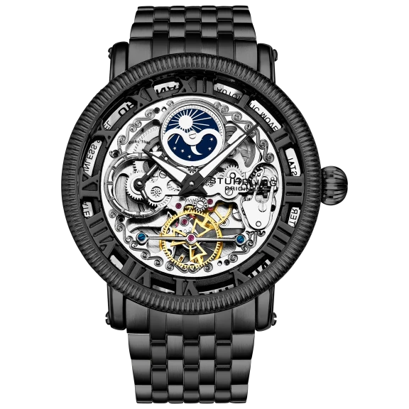 Stührling Men's Automatic Black Case Bracelet Watch
