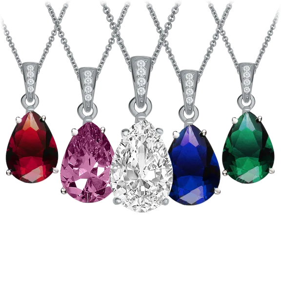 Sterling Silver Pear Shaped Pendant Necklace