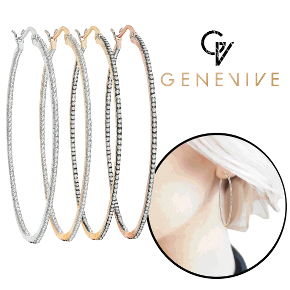 Genevive 55mm XL CZ Hoop Earrings