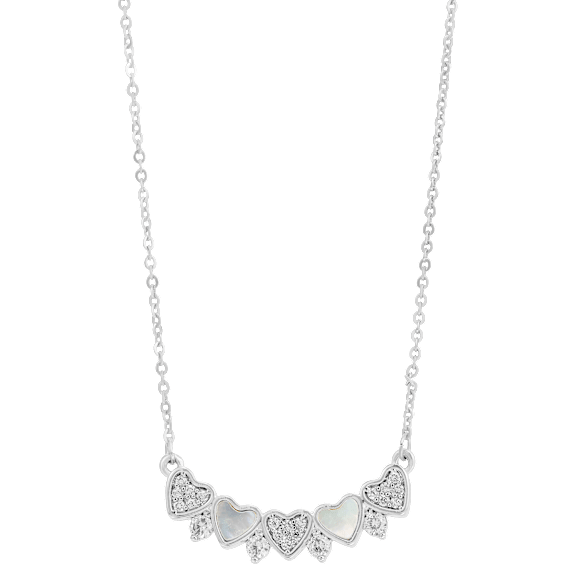 Savvy Cie Mother-of-Pearl & Cubic Zirconia Heart Bar Necklace