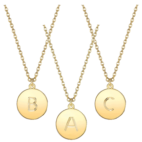 Prime and Pure Gold Plated Initial Disc "One In A Million" Pendant Necklace