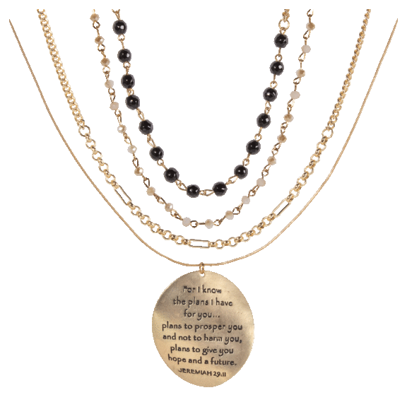 Good Work(s) "Blessed" Double-Sided 4-Piece Necklace Set