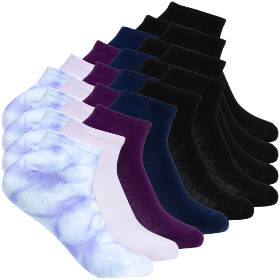 24-Pack: Laundry by Shelli Segal Women’s Low Cut Socks in Lilac and Black