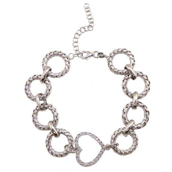 18K Plated Sterling Silver Hand Woven Italian Link Statement Bracelet