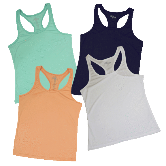 4-Pack: Women's Assorted Moisture Wicking Racerback Tanks