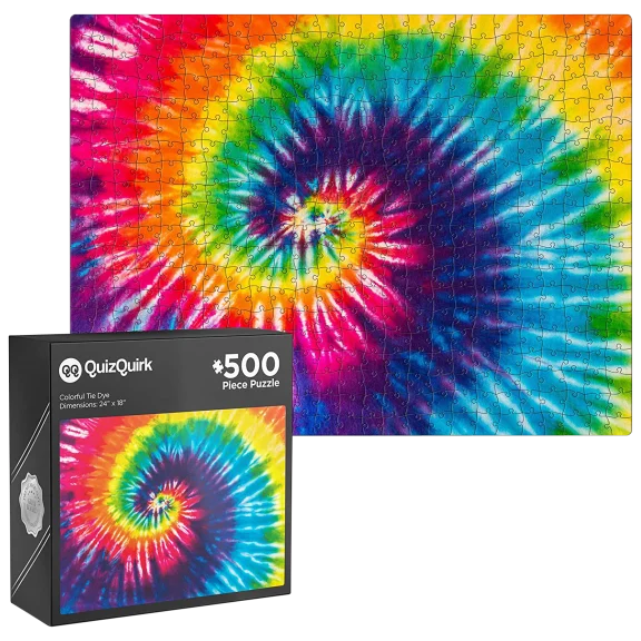 Quiz Quirk Colorful Tie Dye Rectangle 500 Piece Puzzle