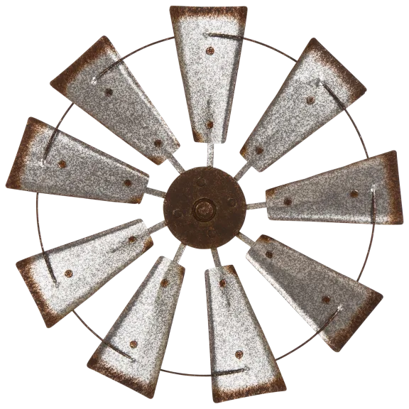 Glitzhome Farmhouse Metal Galvanized Wind Spinner Wall Décor