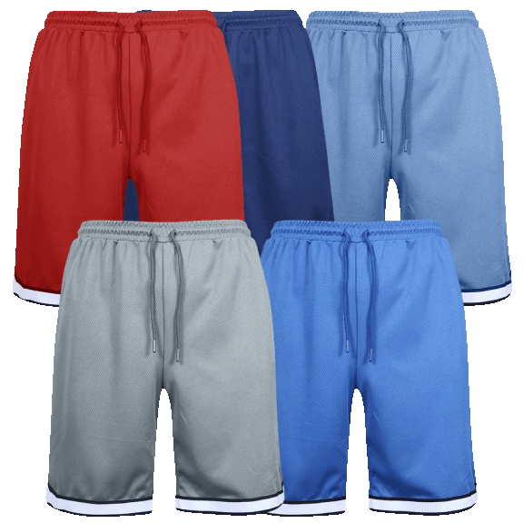 5-Pack: Galaxy by Harvic Men's Premium Active Moisture Wicking Mesh Shorts