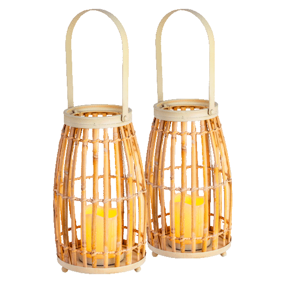 2-Pack: Lark And Meadow 18" Bamboo Lantern with Candle