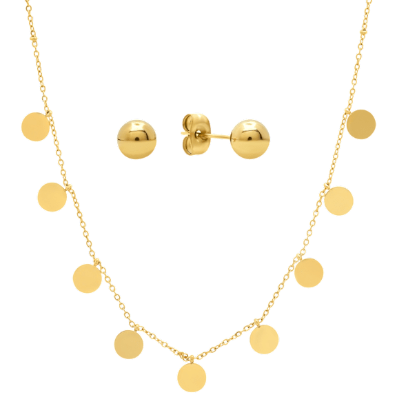 Steeltime Ladies 18K Gold Plated Stainless Steel Circle Charms Necklace