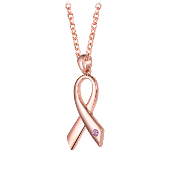 Genevive Sterling Silver Rose Gold Pink Diamond Loop Necklace
