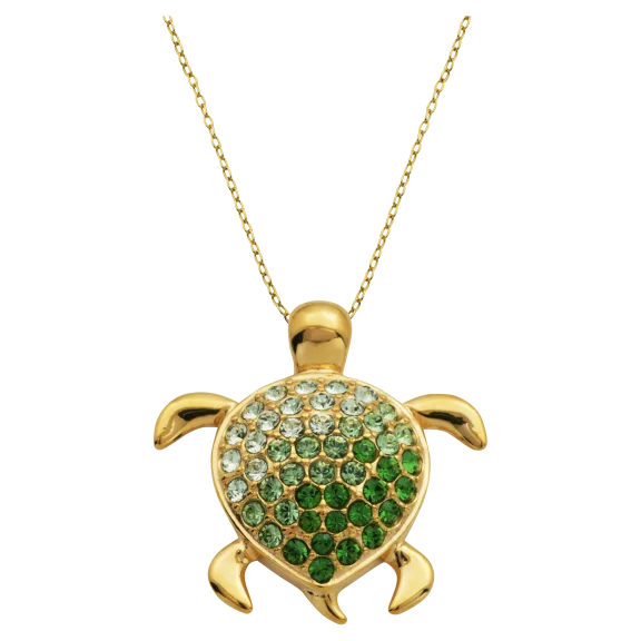 Morgan & Paige 14K Gold over Sterling Silver Swiss Crystal Turtle Pendant